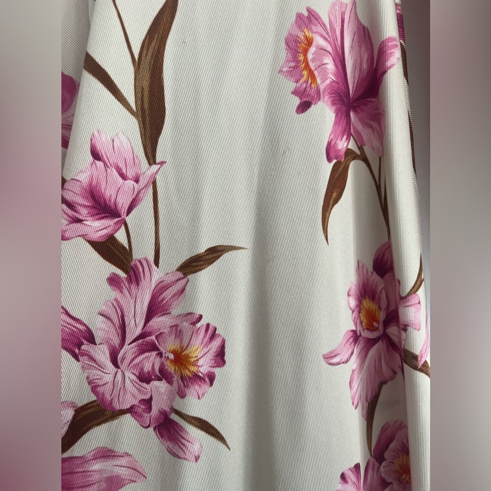 Zimmermann Cream Long Sleeve Floral Mini Dress with Pink Lilies - Picture 6 of 6